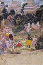 Rama Chastises the Dying Vali, Folio from a Ramayana (Adventures of Rama), c1595. Creator: Unknown.