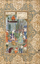 Khusraw Receiving his Captured Brother, page from a manuscript of the Khamsa, 16th century. Creator: Unknown.