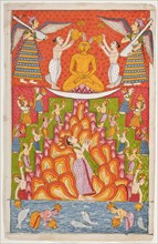 Lustration of a Jina Rishabhanatha (Adinatha), Folio from a Bhaktamara..., between c1800 and c1825. Creator: Unknown.