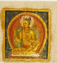A Buddha (left); Crowned Deity (right); Folio from a Buddhist Manuscript, c13th century. Creator: Unknown.