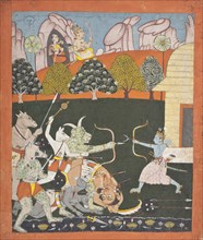 Rama Battling The Titans, Folio from a Ramayana (Adventures of Rama) (image 1 of 6), c1700. Creator: Unknown.