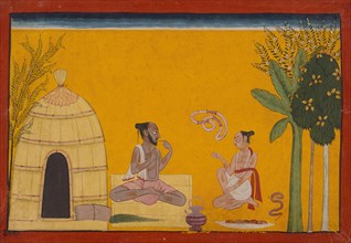 Valmiki Reciting the Ramayana to His Pupil Bharadvaja..., between c1700 and c1710. Creator: Unknown.