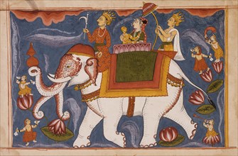 Indra Conveying Jina Rishabhanatha (Adinatha) on Airavata..., between c1800 and c1825. Creator: Unknown.