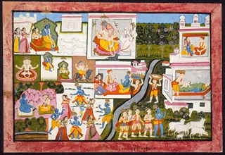 Scenes from the Life of Krishna, Folio from a Bhagavata Purana (Ancient Stories of the Lord), c1775. Creator: Unknown.