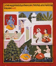 The Poet's Prayer to Krishna, Folio illustrating the Satsaiya of Biharilal, between 1719 and 1720. Creator: Unknown.