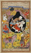 Rustam Slays the White Div, Folio from a Shahnama (Book of Kings), 1608. Creator: Unknown.