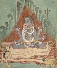 Shiva, Vishnu, and Brahma Adoring Kali (image 5 of 7), c1740. Creator: Unknown.