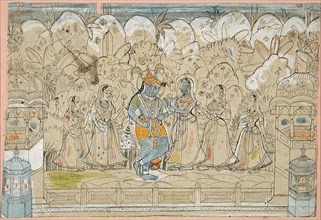 Krishna with Radha and the Gopis of Braj, between c1825 and c1850. Creator: Unknown.