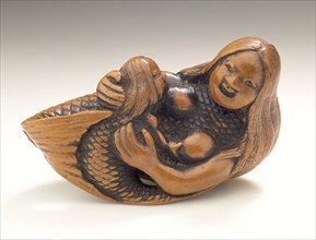 Mermaid and Child, Late 18th century. Creator: Kokei.