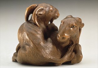 Goat Pair, Early to mid-19th century. Creator: Sukenao.