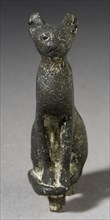 Upright Seated Cat Figurine, Late Period-Ptolemaic Period (711-30 BCE). Creator: Unknown.