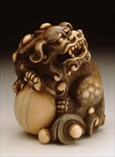 Chinese Lion Guarding the Jewel of the Buddha, 18th century. Creator: Unknown.