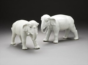 Pair of Okimono in the Form of Walking Elephants, 19th century. Creator: Unknown.