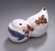 Water Dropper (suiteki) in the Form of Two Chestnuts and a Wasp, Late 19th century. Creator: Unknown.