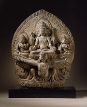 The Hindu God Vishnu on His Mount Garuda, 14th century. Creator: Unknown.