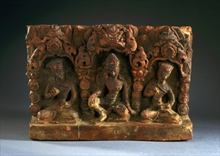 Image Base with Indra (?) and Donor Figures, 17th-18th century. Creator: Unknown.