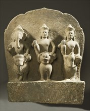 Ganesha, Shiva, and Karttikeya on Their Mounts, 10th century. Creator: Unknown.