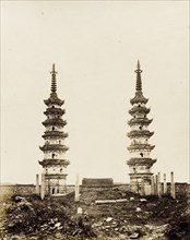 Twin Pagodas, Southern Sung Style, 1860. Creator: Felice Beato.