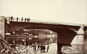 Bridge & Workers (Pont De La Mulatiere), Printed 1856 circa. Creator: Edouard Baldus.