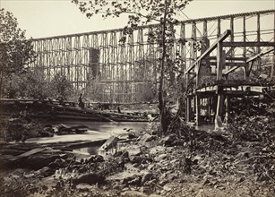 Trestle Bridge At Whiteside, Printed 1866. Creator: George N. Barnard.