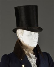 Man’s tailcoat, probably England, 1825-1830, Stock: c.1830, Top hat: c.1815. Creator: Unknown.