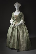 Robe à la française (gown and petticoat), Europe, c.1725. Stomacher: c.1735. Creator: Unknown.
