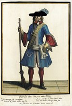 Recueil des modes de la cour de France, 'Garde du Corps du Roy', Bound 1703-1704. Creator: Henri Bonnart.