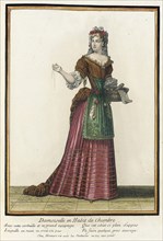 Recueil des modes de la cour de France, 'Damoiselle en Habit de Chambre', Bound 1703-1704. Creator: Henri Bonnart.