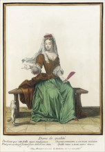Recueil des modes de la cour de France, 'Dame de Qualité', Bound 1703-1704. Creator: Henri Bonnart.