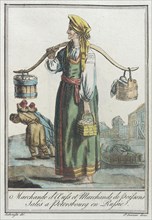 Costumes de Différents Pays, 'Marchande d'Auss et Marchands de Poissons Salés a Peters..., c1797. Creators: Jacques Grasset de Saint-Sauveur, LF Labrousse.