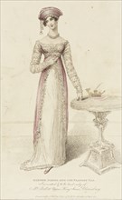 Fashion Plate (Dinner Dress and the Platoff Cap), 1814. Creator: John Bell.