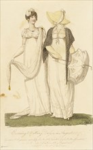 Fashion Plate (Evening & Walking Dresses in August 1807), 1807. Creator: John Bell.