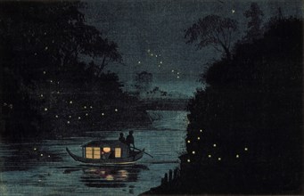 Fireflies at Ochanomizu, c1880. Creator: Kobayashi Kiyochika.