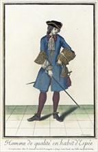 Recueil des modes de la cour de France, 'Homme de Qualité en Habit d'Espée', 1688. Creator: Nicolas Arnoult.