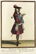 Recueil des modes de la cour de France, 'Cleante en Habit Cavalier', 1690. Creator: Nicolas Bonnart.