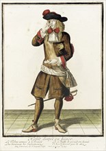 Recueil des modes de la cour de France, 'Habit Despeé en Biuer', c1682. Creator: Nicolas Bonnart.