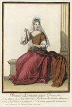 Recueil des modes de la cour de France, 'Vranie Chantant avec Damon', between c1682 and c1686. Creator: Nicolas Bonnart.