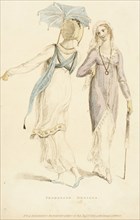 Fashion Plate (Promenade Dresses), 1809. Creator: Rudolph Ackermann.