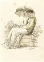 Fashion Plate (Promenade Dress), 1813. Creator: Rudolph Ackermann.