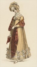 Fashion Plate (Walking Dress), 1818. Creator: Rudolph Ackermann.