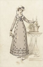 Fashion Plate (Cottage Dress), 1820. Creator: Rudolph Ackermann.