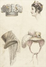 Fashion Plate (Head Dresses), 1823--. Creator: Rudolph Ackermann.