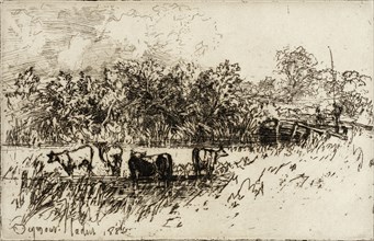 The Four Cows, 1882. Creator: Francis Seymour Haden.