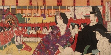Bugaku Performance at the Imperial Palace during Hinamatsuri, 19th century. Creator: Tsukioka Yoshitoshi.
