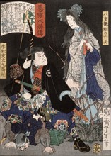 Akamatsu Jutamaru Takanori and the Ghost of Yaegakehime, 19th century. Creator: Tsukioka Yoshitoshi.