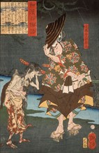 Suma Urabe Suetake Meeting a Ghost with a Child, 1865. Creator: Tsukioka Yoshitoshi.