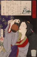 Geisha Drinking from Sake Kettle at 2:00 a.m., 1880. Creator: Tsukioka Yoshitoshi.