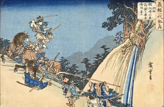 Yoshitsune as Young Ushiwakamaru in the Pass at Sekigahara, between circa 1834 and circa 1835. Creator: Ando Hiroshige.