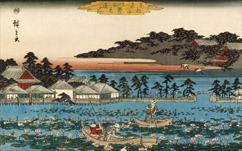 Shinobazu Pond at Ueno, between circa 1844 and circa 1845. Creator: Ando Hiroshige.