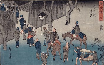 Fuchu, from the series Fifty-three Stations of the Tokaido (Marusei or Reisho Tokaido), c1850. Creator: Ando Hiroshige.